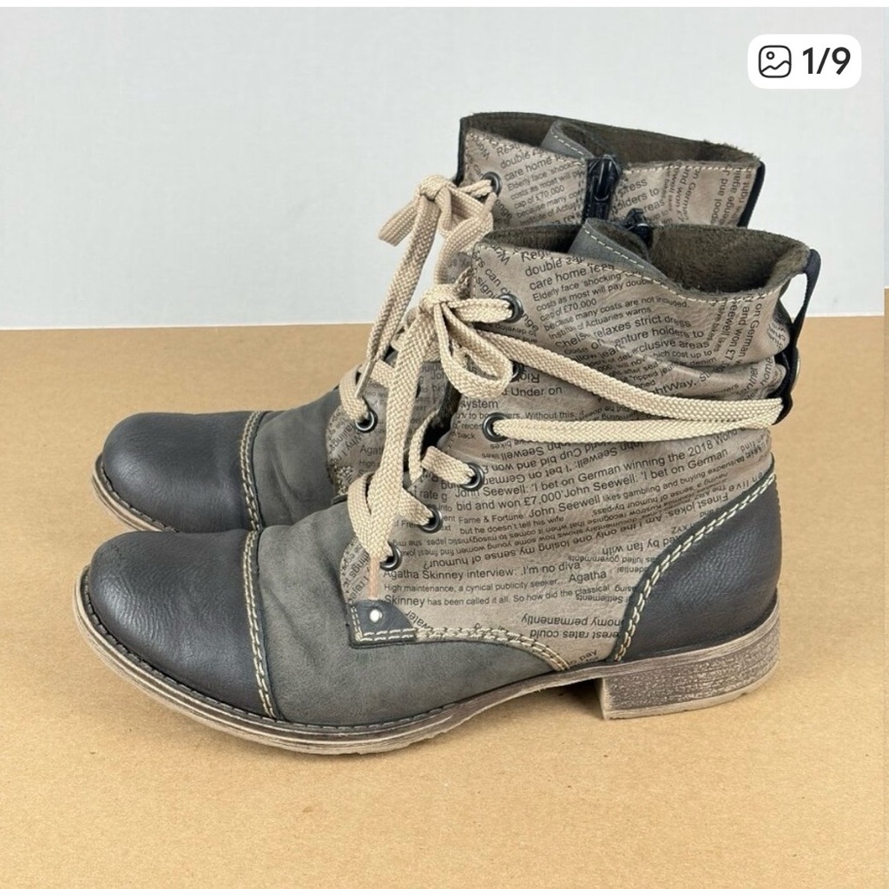 Rieker newsprint  sz 40 (9) Peyton lace up boots comfort fit. - Picture 3 of 13